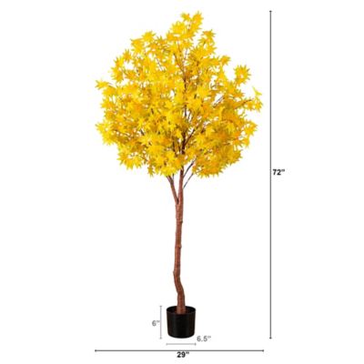 Image showing  6 ft. Pre-Lit Yellow Autumn Maple Artificial Fall Tree with 350 Warm White LED Lights