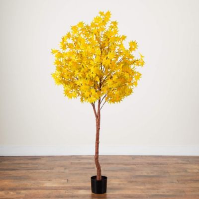 Image showing  6 ft. Pre-Lit Yellow Autumn Maple Artificial Fall Tree with 350 Warm White LED Lights