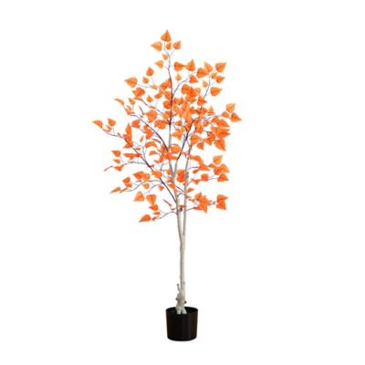 Nearly Natural 5 ft. Autumn Paper Birch Artificial Fall Tree