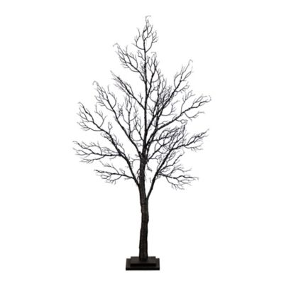 Nearly Natural 4 ft. Pre-Lit Halloween Minimalist Twig Artificial Fall Tree with 160 Orange & Purple LED Lights