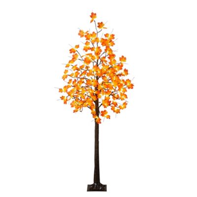 Nearly Natural 6 ft. Pre-Lit Minimalist Autumn Maple Artificial Fall Tree with 120 Warm White LED Lights