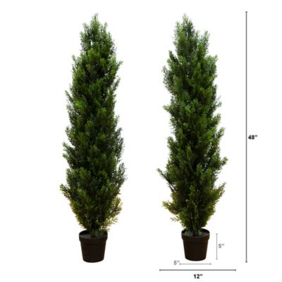 Image showing  4 ft. Artificial Topiary Cedar Tree UV Resistant (Indoor/Outdoor) - Set of 2
