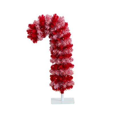 Nearly Natural 30 in. Pre-Lit Artificial Candy Cane Christmas Tree with 100 Micro LED Lights