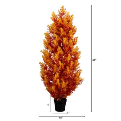 Image showing  4 ft. UV Resistant Autumn Artificial Fall Cedar Tree (Indoor/Outdoor)