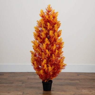 Image showing  4 ft. UV Resistant Autumn Artificial Fall Cedar Tree (Indoor/Outdoor)