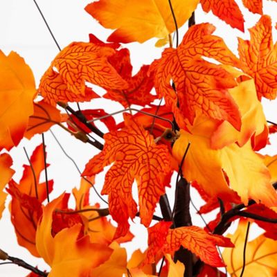 Image showing  2 ft. Pre-Lit Bright Autumn Maple Artificial Fall Tree with 24 Warm White LED Lights and Detachable Base