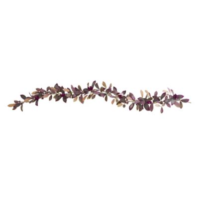 Nearly Natural 6 ft. Fall Laurel Leaf with Berries Artificial Garland (Set of 2)