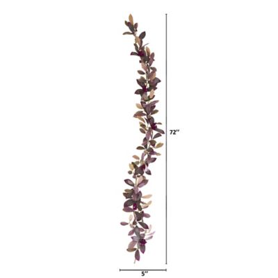 Image showing  6 ft. Fall Laurel Leaf with Berries Artificial Garland (Set of 2)