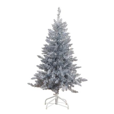 Nearly Natural 4 ft. Artificial Silver Christmas Tree with 130 Cool White LED Lights