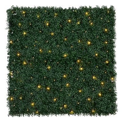Nearly Natural 40 in. x 40 in. UV Resistant Boxwood Artificial Living Wall Panel with 100 Warm White LED Lights (Indoor/Outdoor)