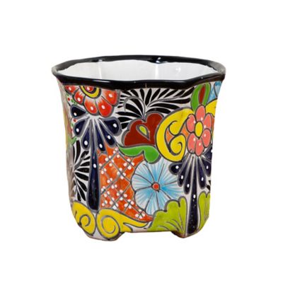 Nearly Natural 9.5in. x 10in. Handmade Mexican Talavera Ceramic Planter