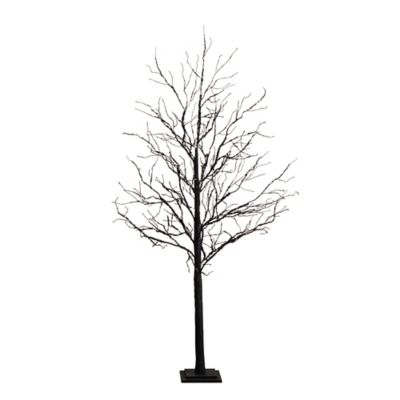 Nearly Natural 6 ft. Pre-Lit Halloween Deluxe Black Twig Artificial Fall Tree with 156 Orange and Purple LED Lights
