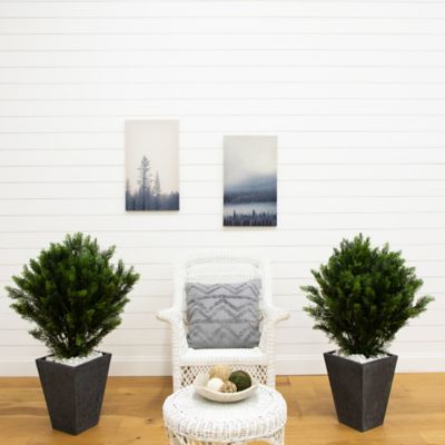 Image showing  3 ft. Artificial Cedar Tree UV Resistant (Indoor/Outdoor) - Set of 2