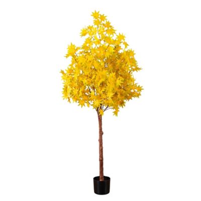 Nearly Natural 5 ft. Pre-Lit Yellow Autumn Maple Artificial Fall Tree with 250 Warm White LED Lights