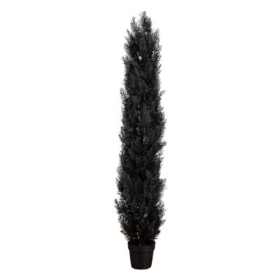 Nearly Natural 6 ft. UV Resistant Artificial Halloween Black Cedar Tree (Indoor/Outdoor)