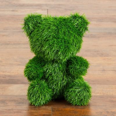 Image showing  14 in. UV Resistant Artificial Grass Garden Plush Topiary Bear (Indoor/Outdoor)