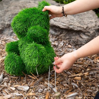 Image showing  14 in. UV Resistant Artificial Grass Garden Plush Topiary Bear (Indoor/Outdoor)