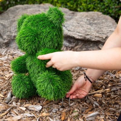 Image showing  14 in. UV Resistant Artificial Grass Garden Plush Topiary Bear (Indoor/Outdoor)