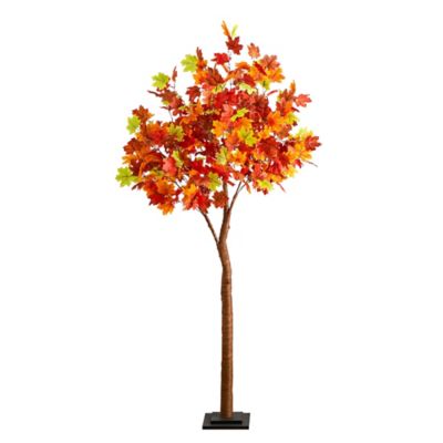 Nearly Natural 6 ft. Pre-Lit Shades of Autumn Maple Artificial Fall Tree with 360 Warm White LED Lights
