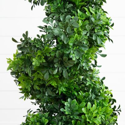 Image showing  3 ft. UV Resistant Boxwood Spiral Topiary Artificial Tree in Decorative Planter (Indoor/Outdoor)
