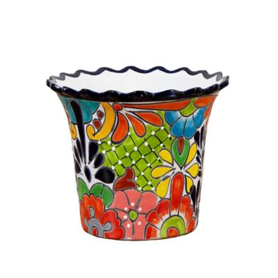 Nearly Natural 10in. x 12in. Handmade Mexican Talavera Ceramic Planter