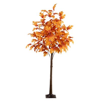 Nearly Natural 7 ft. Pre-Lit Autumn Maple Artificial Fall Tree with 450 Warm White LED Lights
