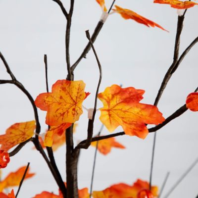 Image showing  5 ft. Pre-Lit Minimalist Autumn Maple Artificial Fall Tree with 96 LED Warm White & Orange Pumpkin Shaped Lights