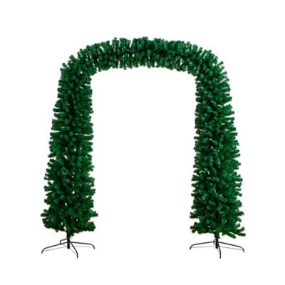 Nearly Natural 8 ft. Pre-Lit Artificial Holiday Green Christmas Pine Archway with 650 Multifunction Warm White LED Lights