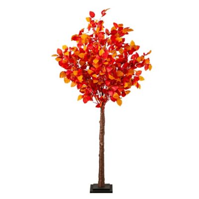 Nearly Natural 5 ft. Pre-Lit Autumn Artificial Fall Tree with 200 Warm White LED Lights