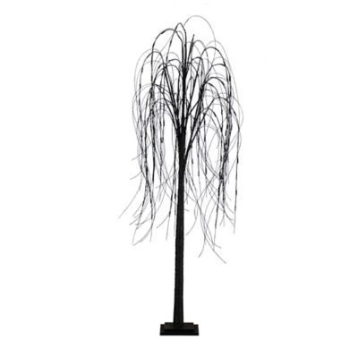 Nearly Natural 6 ft. Pre-Lit Halloween Black Willow Artificial Fall Tree with 160 Orange and Purple LED Lights