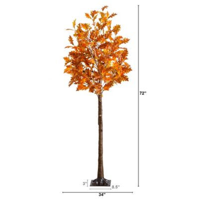 Image showing  6 ft. Pre-Lit Burnt Orange Autumn Maple Artificial Fall Tree with 300 Warm White LED Lights