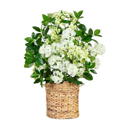 Nearly Natural 31 in. Artificial Mixed Flower Arrangement in Hyacinth Weave Basket