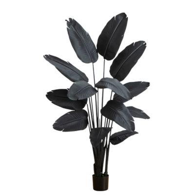 Nearly Natural 6 ft. Artificial Halloween Black Travelers Palm Tree
