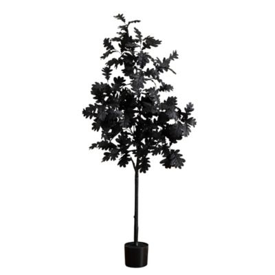 Nearly Natural 5 ft. Artificial Halloween Black Oak Tree
