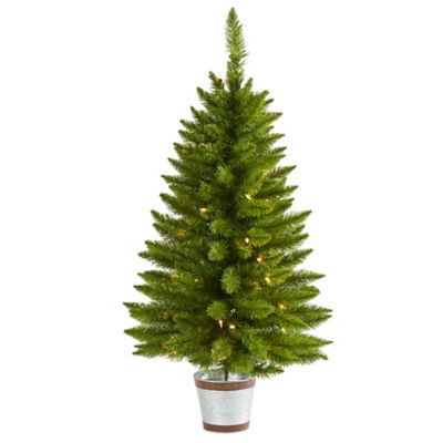 Nearly Natural 3 ft. Providence Pine Artificial Christmas Tree with 50 Warm White Lights and 114 Bendable Branches