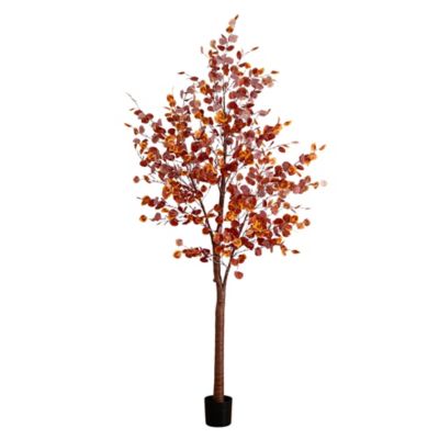 Nearly Natural 9 ft. Pre-Lit Grand Autumn Eucalyptus Artificial Fall Tree with 700 Warm White LED Lights