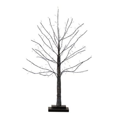 Nearly Natural 2 ft. Pre-Lit Artificial Halloween Black Twig Tree with 210 Warm White Fairy Copper Wire LED Lights