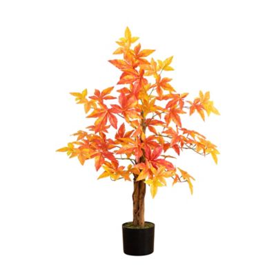 Nearly Natural 3 ft. Autumn Deluxe Maple Artificial Fall Tree