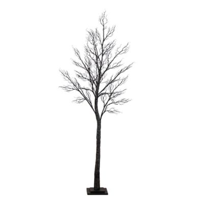 Nearly Natural 7 ft. Pre-Lit Halloween Minimalist Twig Artificial Fall Tree with 400 Orange & Purple LED Lights