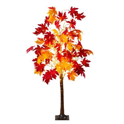 Nearly Natural 5 ft. Pre-Lit Autumn Weeping Maple Artificial Fall Tree with 240 Warm White LED Lights