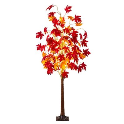 Nearly Natural 6 ft. Pre-Lit Autumn Weeping Maple Artificial Fall Tree with 300 Warm White LED Lights