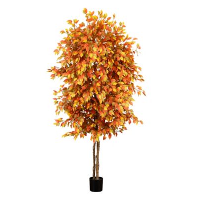 Nearly Natural 8 ft. Autumn Ficus Artificial Fall Tree