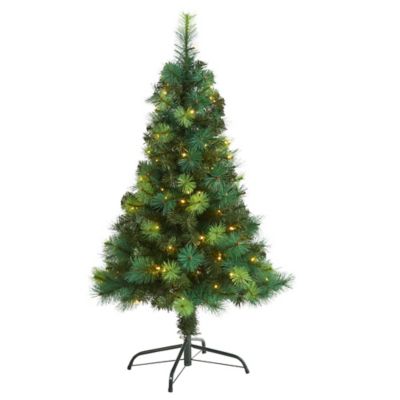 Nearly Natural 4 ft. Assorted Green Scotch Pine Artificial Christmas Tree with 70 LED Lights