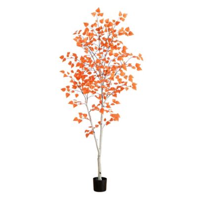 Nearly Natural 7 ft. Autumn Paper Birch Artificial Fall Tree
