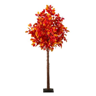 Nearly Natural 6 ft. Pre-Lit Autumn Artificial Fall Tree with 300 Warm White LED Lights