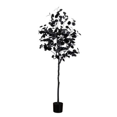 Nearly Natural 5 ft. Artificial Halloween Black Eucalyptus Tree
