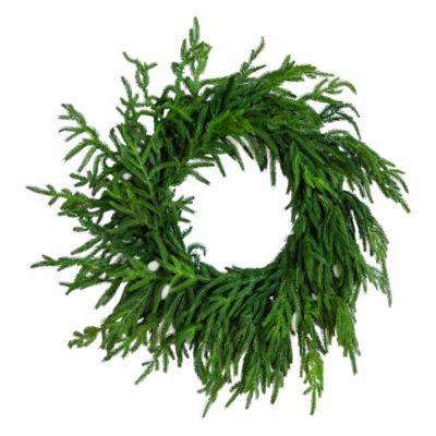 Nearly Natural 24 in. Artificial Real Touch Norfolk Island Pine Wreath with Natural Look