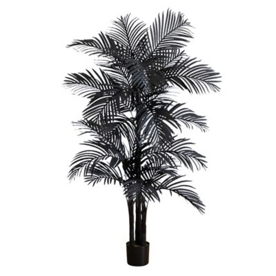 Nearly Natural 6 ft. Artificial Halloween Black Golden Cane Tree