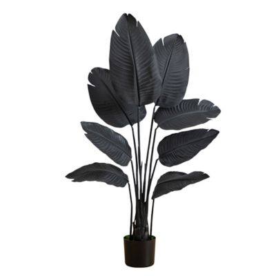Nearly Natural 4 ft. Artificial Halloween Black Travelers Palm Tree