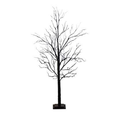 Nearly Natural 5 ft. Pre-Lit Halloween Black Twig Artificial Tree with 240 Orange & Purple LED Lights
